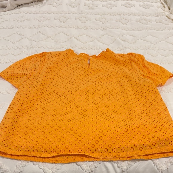 J. Crew Vibrant Orange Eyelet Blouse - Picture 4 of 4